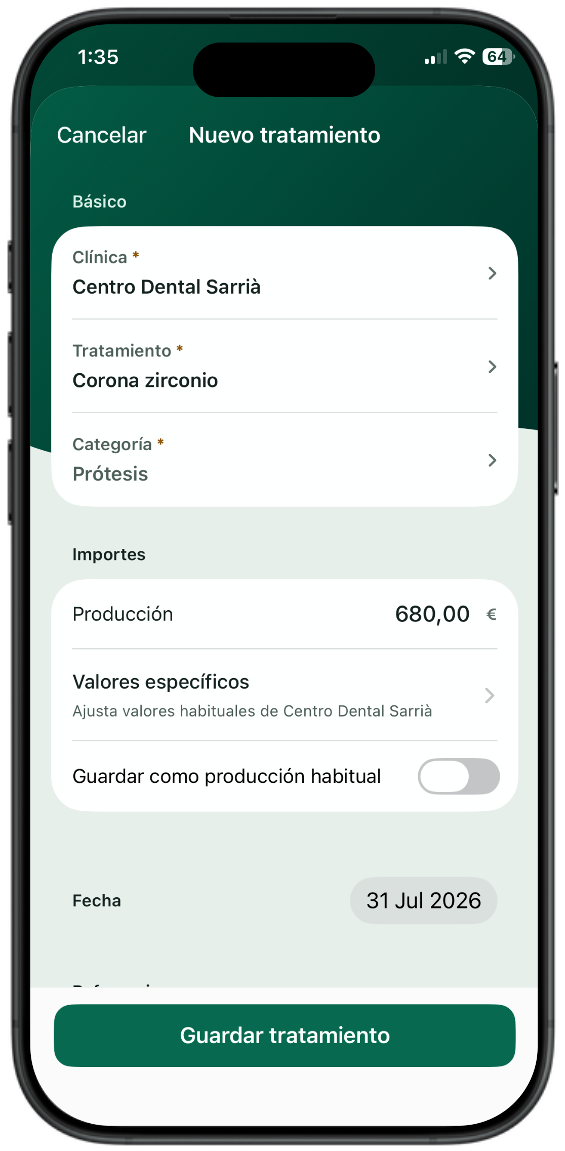 Amaras — formulario de nuevo tratamiento